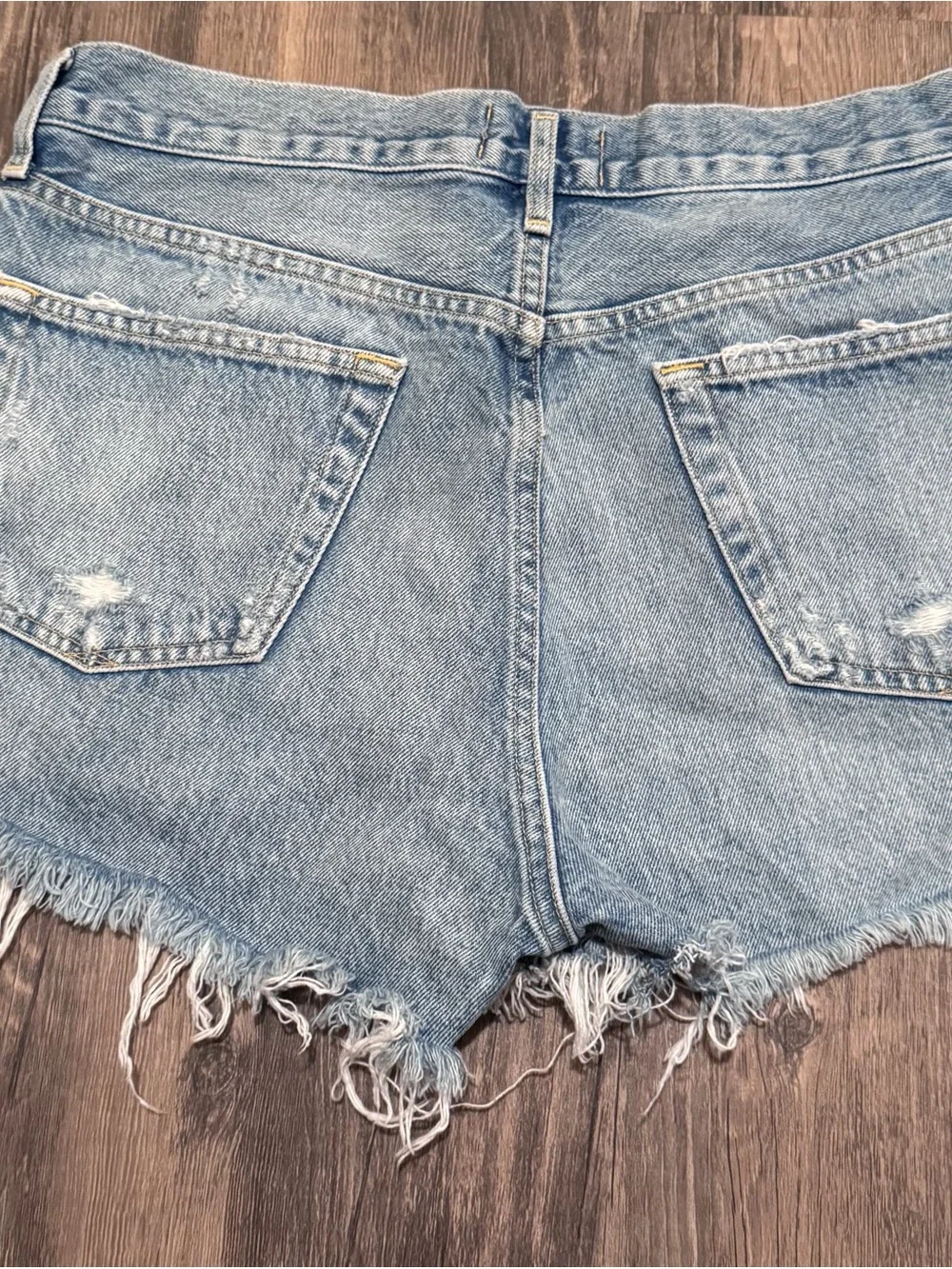 AGOLDE Parker Long Women's Denim Cutoff Shorts 28 Light Wash Distressed